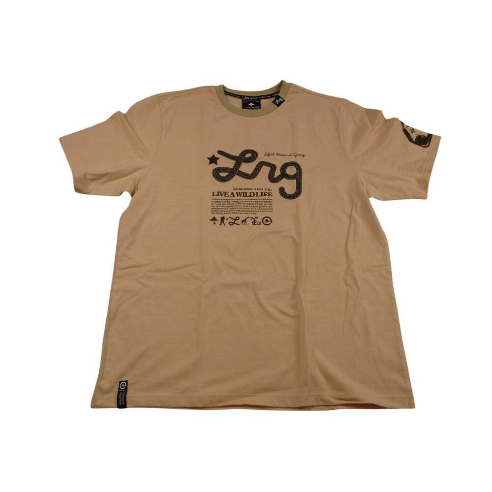 LRG Shirt Mens Medium Beige Rugged Wildliefe Live A Wild Life Eagle Graphic Tee